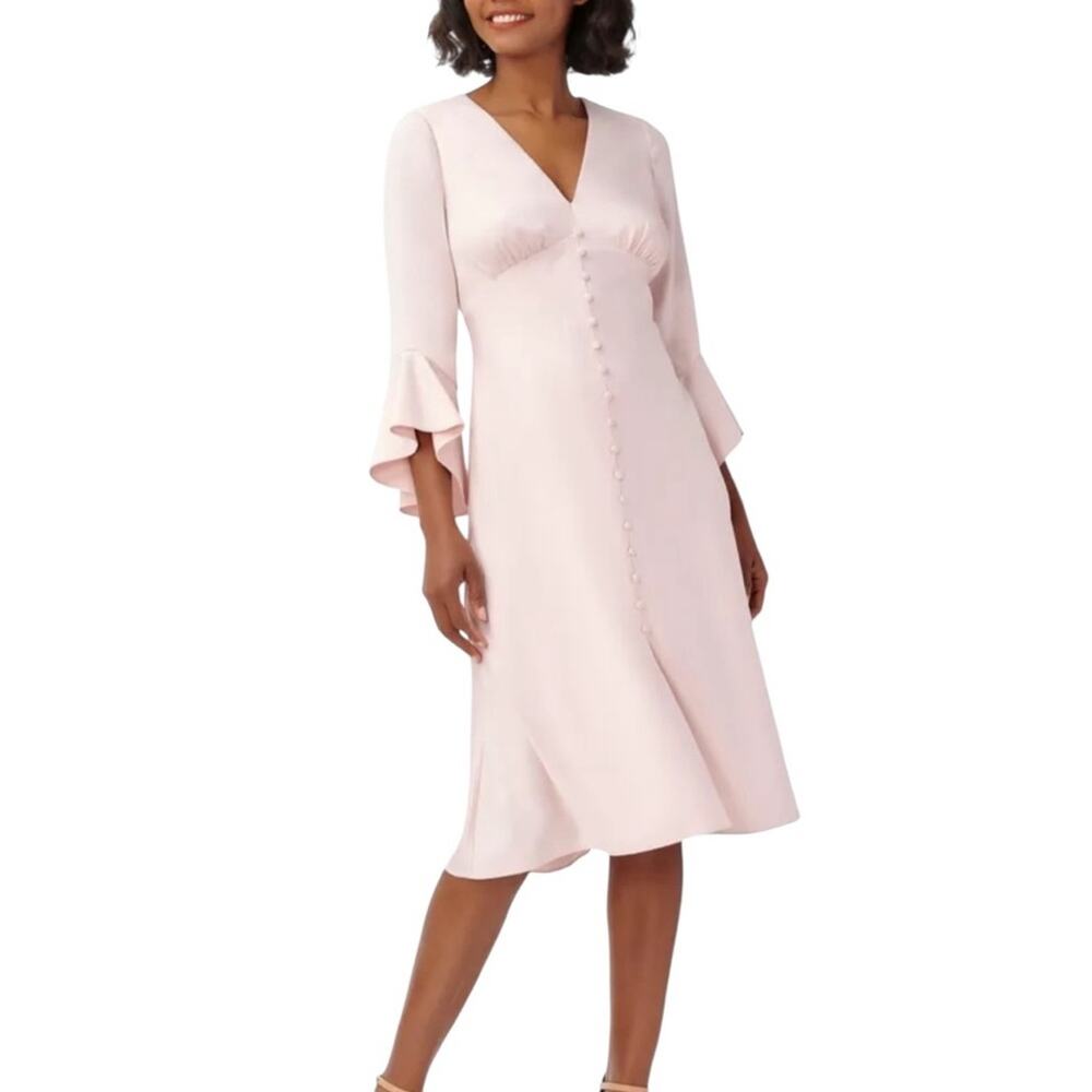 Adrianna‎ Papell Blush Pink Satin Dress Formal Party Evening Size 4 New